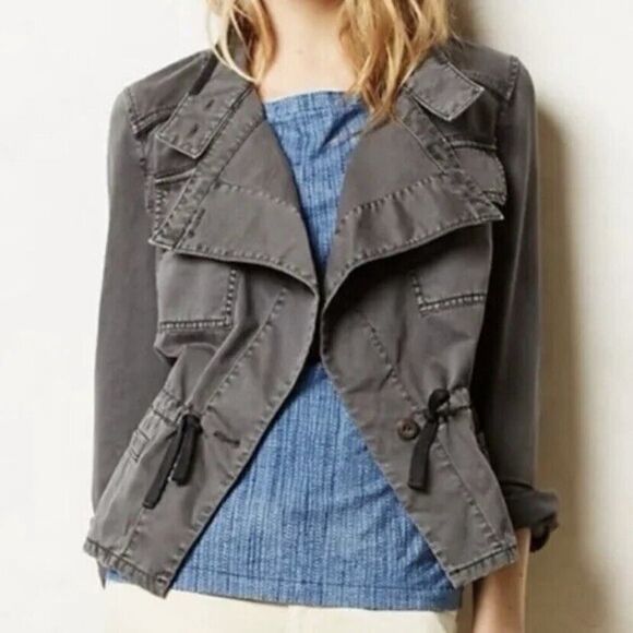 Hei Hei Anthropologie Cotton Utility Jacket Gray Size XS - Picture 1 of 12